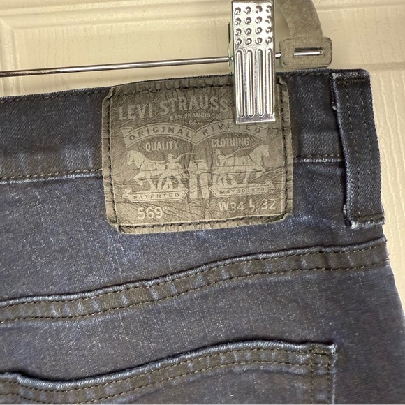 Levi's 569 Dark Blue Loose Straight Fit Jeans Jeans Size 34W 32L GUC - Picture 4 of 7